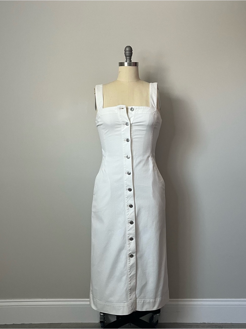 Club Monaco White Button-Front Midi Dress